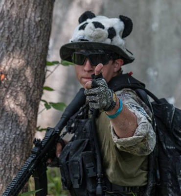 Man in panda hat giving thumbs up