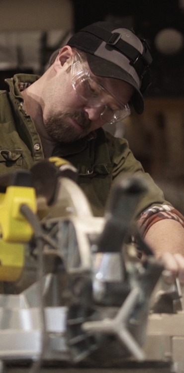 Man wearing safety glasses