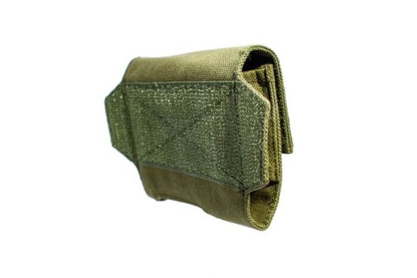 Side view of ExFog helmet pouch in green