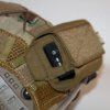 Closeup view of ExFog antifog system on helmet